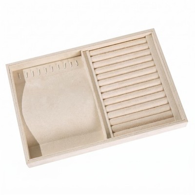 Flaches Schmuck Display Tablett Beige Samt Schmuck Organizer Tablett Flach