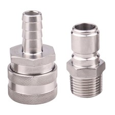 Stainless Steel Quick Disconnect Set - Beer Barb Female/MPT Male 1/2 Inch