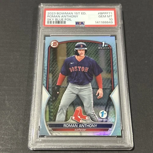 2023 Bowman 1st Edition Sky Blue Foil Roman Anthony Prospect RC PSA 10 *POP 2*