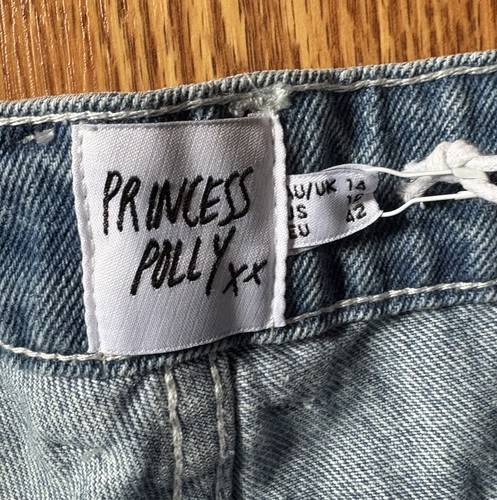 Princess Polly Jeans S-10 Straight Org. Cotton Myrtle Mid Slouch Denim Ombre NWT - Picture 8 of 12