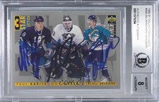 BAS 1996 Collector's Choice Paul Kariya Guy Hebert Teemu Selanne Authentic 2cb