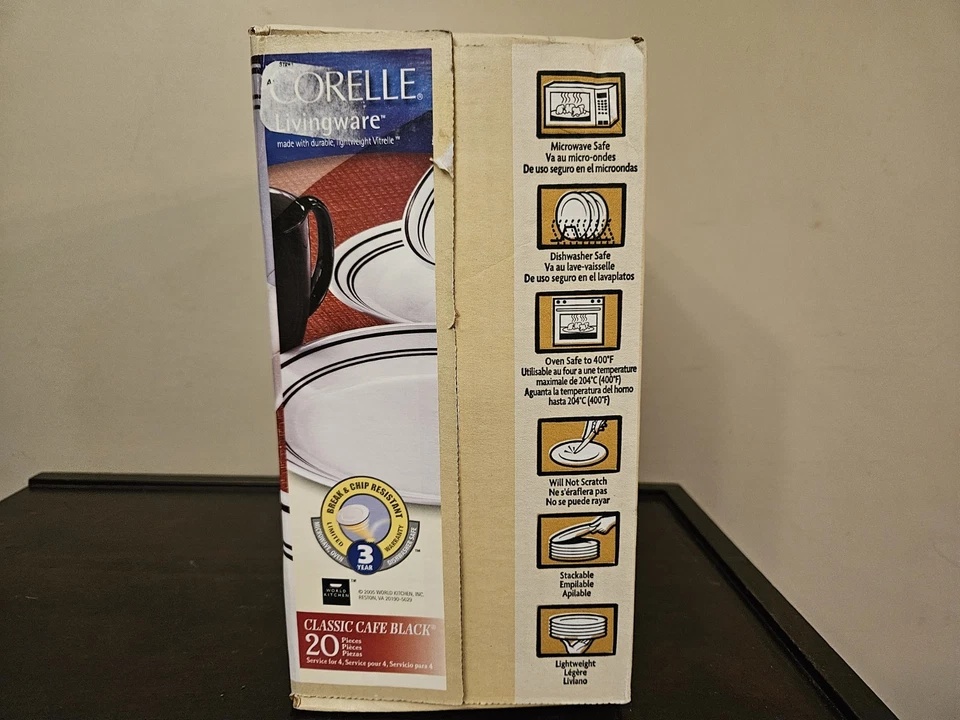 CORELLE Classic Cafe Black Livingware 1055232 Plates Bowls Cups Mugs Dishes - Image 2 of 4