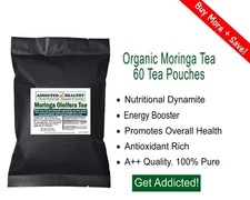 60 Count Moringa Oleifera Tea Bags-Natural Energy, Antioxidant & Green Superfood