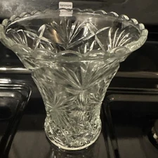 Anchor Hocking EAP Clear Glass Vase w/Star Of David Pattern