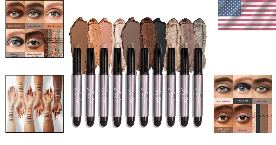 Luxurious 10-Piece Eyeshadow Stick Palette - Smooth Application & Hydrating - Image 2 of 4