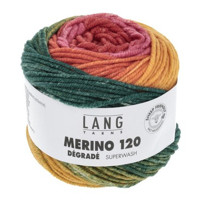 Wolle Kreativ! Lang Yarns - Merino 120 Degrade - Fb. 12 rot grün orange 50 g