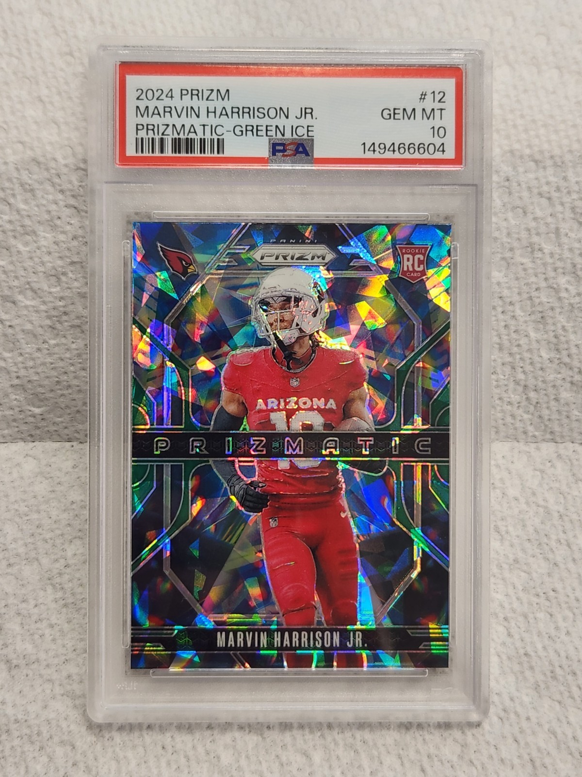 2024 Panini Prizm Marvin Harrison Jr Prizmatic Green Ice RC PSA 10 GEM MINT #12