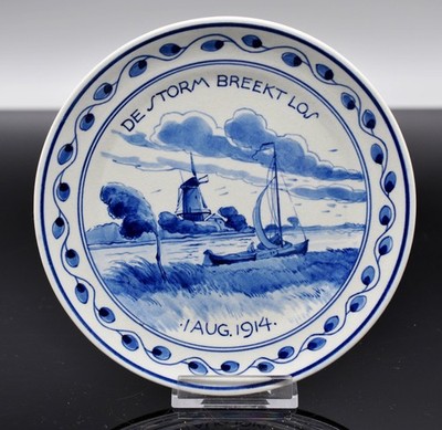 antiker Wand- Teller Royal Delft De Koninklijke Porceleyne Fles Holland  1914
