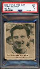 1936 World Wide Gum #75 Joe Mickey Ducky Medwick St. Louis Cardinals HOF PSA 5