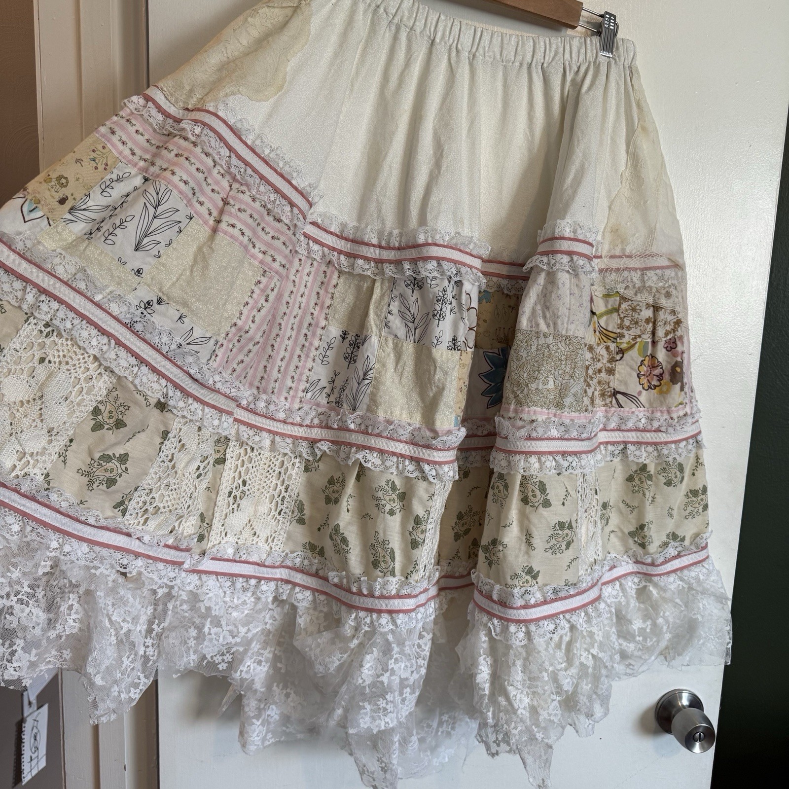 Handmade patchwork tiered pull on boho chic a lin… - image 7