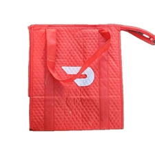 Door Dash Insulated Food Bag Red & White Zips Closed Delivery Tote