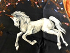 Vintage (1990) Avon Navy Blue Magical Unicorn Scarf Created in Italy 31" x 31" — photo 3