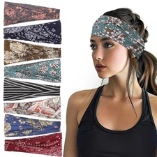 Obeoby Headbands for Women, 8 Pack Boho Style Headbands Non Slip Fashion Wide He