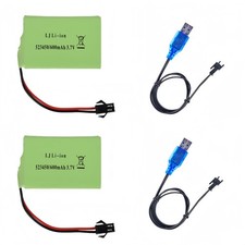 2 Pack 3.7V 600mAh Li-ion Rechargeable Battery SM-2P Plug with 2 USB Charger
