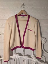 Vintage St John Cardigan Sweater Ivory Marie Gray Studded USA 12