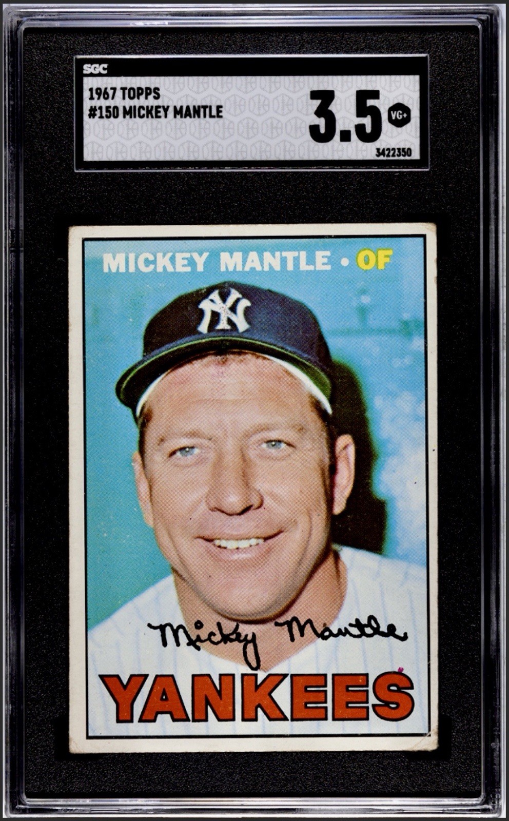 1967 Topps #150 Mickey Mantle SGC 3.5 VG+ Yankees Good Color