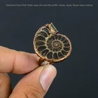 Copper Natural Ammonite Fossil Green Tourmaline Rough Promise New Solitaire Ring