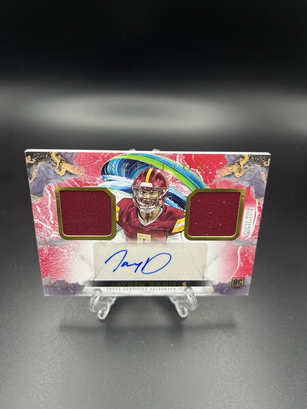 Jayden Daniels Topps Inception Franchise Foundation Relic Autographs #FFRAJD Red