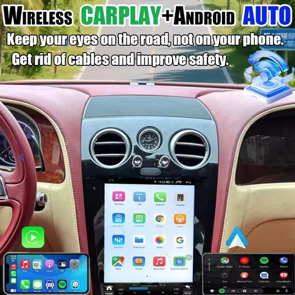 Android Tesla Vertical Screen CarPlay Radio For Bentley Continental GT 2003-2012