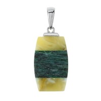 Cavill SilberanhäNger Bernstein Mosaik 925 Sterling Schmuck Fuchsit
