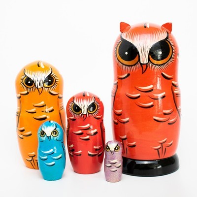 5pcs 18cm / 7'' Genuine Owls Matryoshka Nesting Dolls