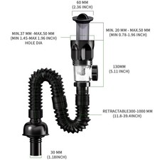 Black Universal Sink Drain Pipe Set Retractable Deodorant Sewer Drainage Water