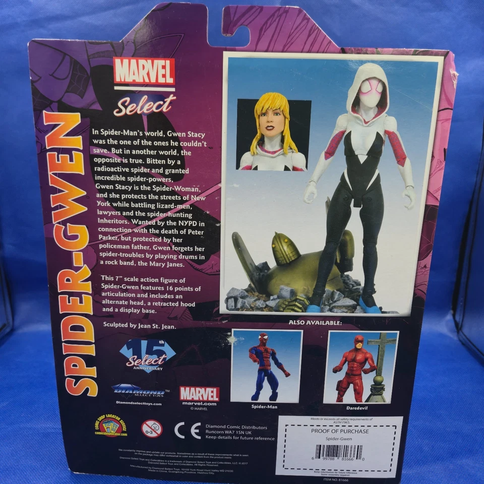 "Figura de acción Marvel Select Spider-Gwen 7"" Diamond Select Toys con base de diorama" Foto 4 de 4