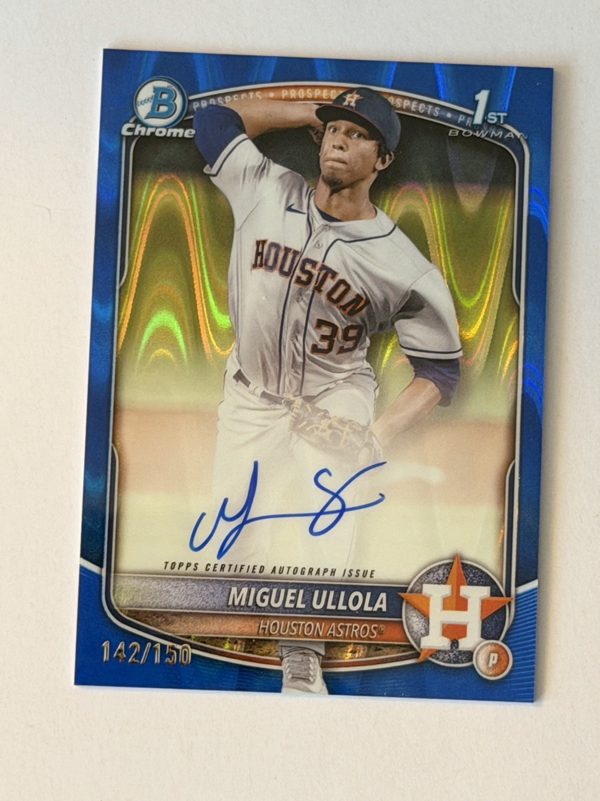 2025 Bowman Chrome Miguel Ullola auto 1st Bowman blue raywave refractor /150