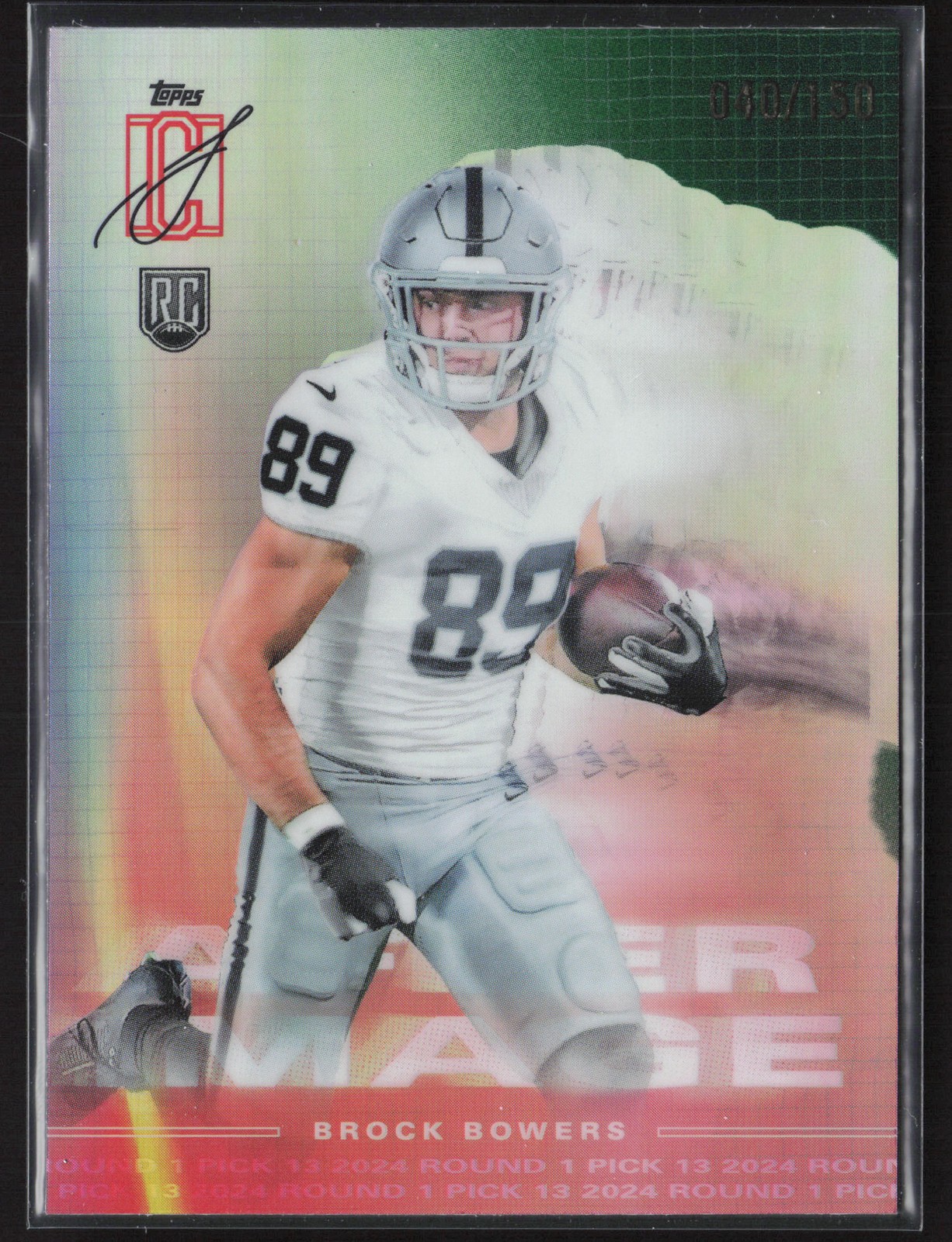 Brock Bowers 2024 Topps Signature Class After Image Green #/150 Rookie Raiders