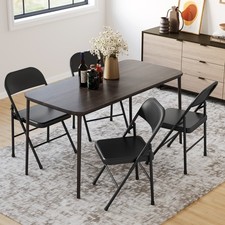 New Black Metal Chairs Set Of 4 Foldable Dinning Chairs Folding Camping Chairs