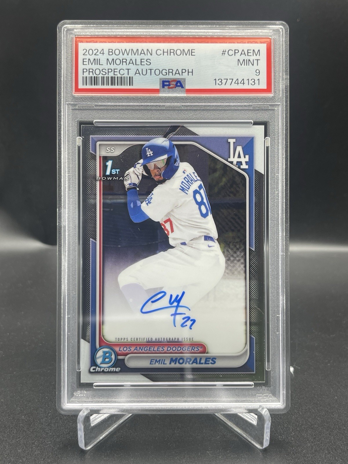 2024 Bowman Chrome - Prospect Autographs Emil Morales #CPA-EM PSA 9