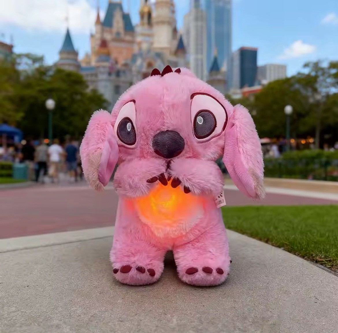 Pink Kawaii Stitch Sleep Plush Toy - Calm Music, Lights & Breathing Effect