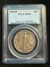 1938 D WALKING LIBERTY HALF DOLLAR PCGS XF45 640