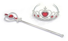 Frozen Crown Tiara and Wand Set Silver Heart Jewel Red