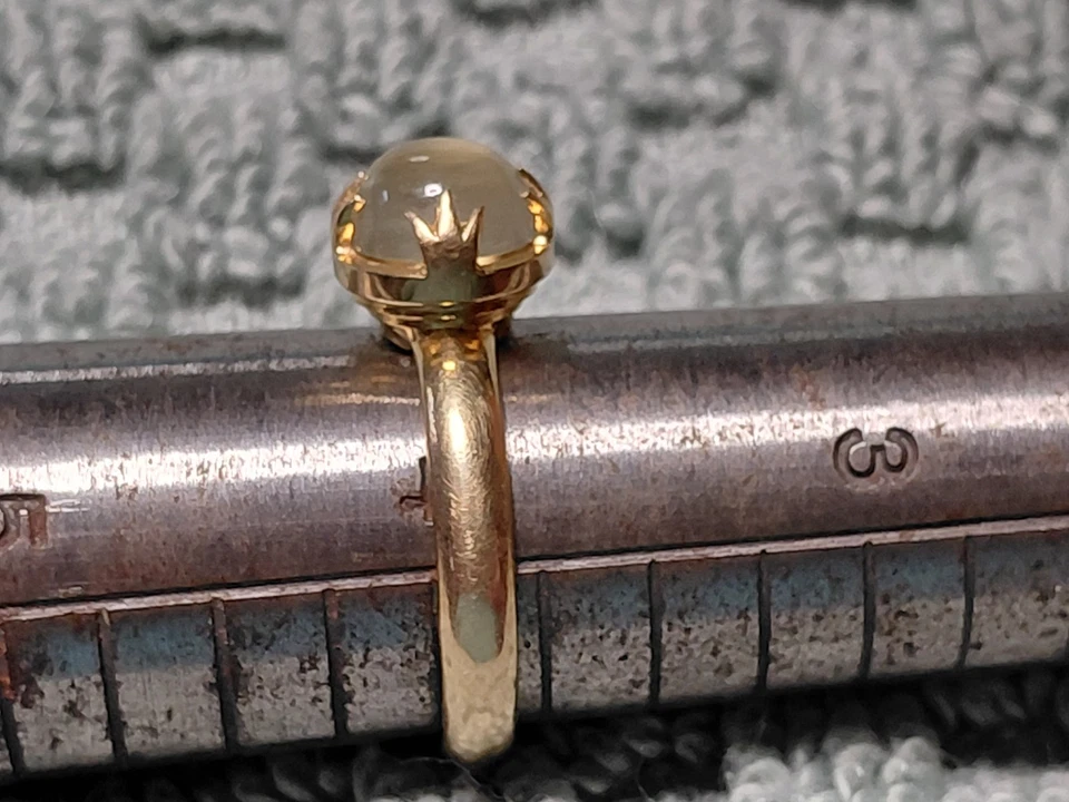 18k 黄金月光石 3 件套尖爪戒指 尺寸 4 — 第 2/4 张图片