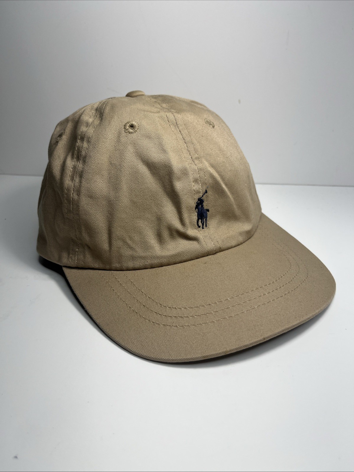 Cappello Polo Ralph Lauren tesa d'anatra larga cotone kaki blu pony