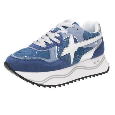 W6yz Dewa - Blaue Wildleder Plateau Sneaker - Damen Schuhe Sneaker