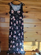 Amazon Essentials Women's Solid Tank Waisted Maxi Dress - Navy Tropical- Size M