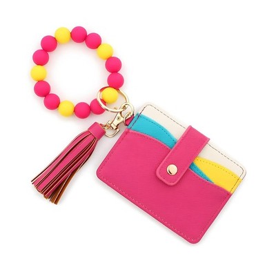 choice of all Beaded Wallet Keychain Leather Wristlet Keychain Teacher Gift C...