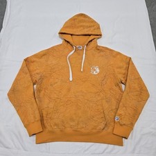 Men's MEDIUM Billionaire Boys Club BBC Scribble Hoodie Flame Orange Embroidered