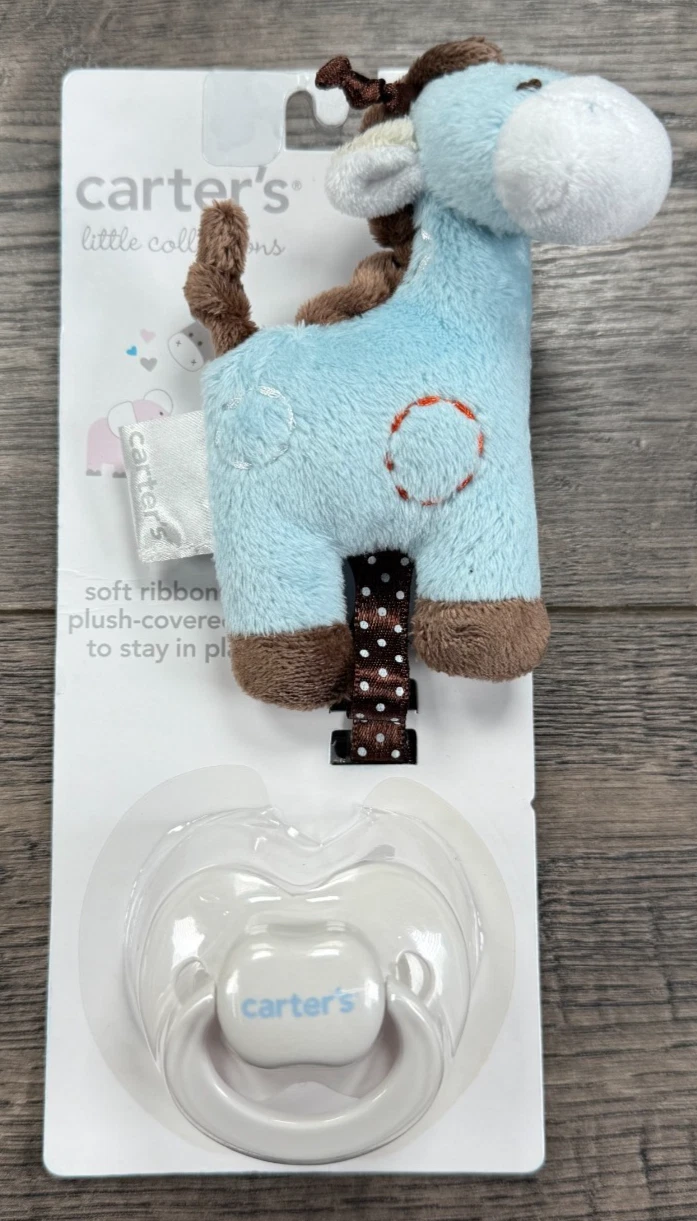 Baby Girl Boy New Vintage Carter's 2pc Giraffe Pacifier & Holder