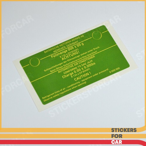 BMW Air Conditioning Refrigerant Information Sticker E32 E34 E36 E38