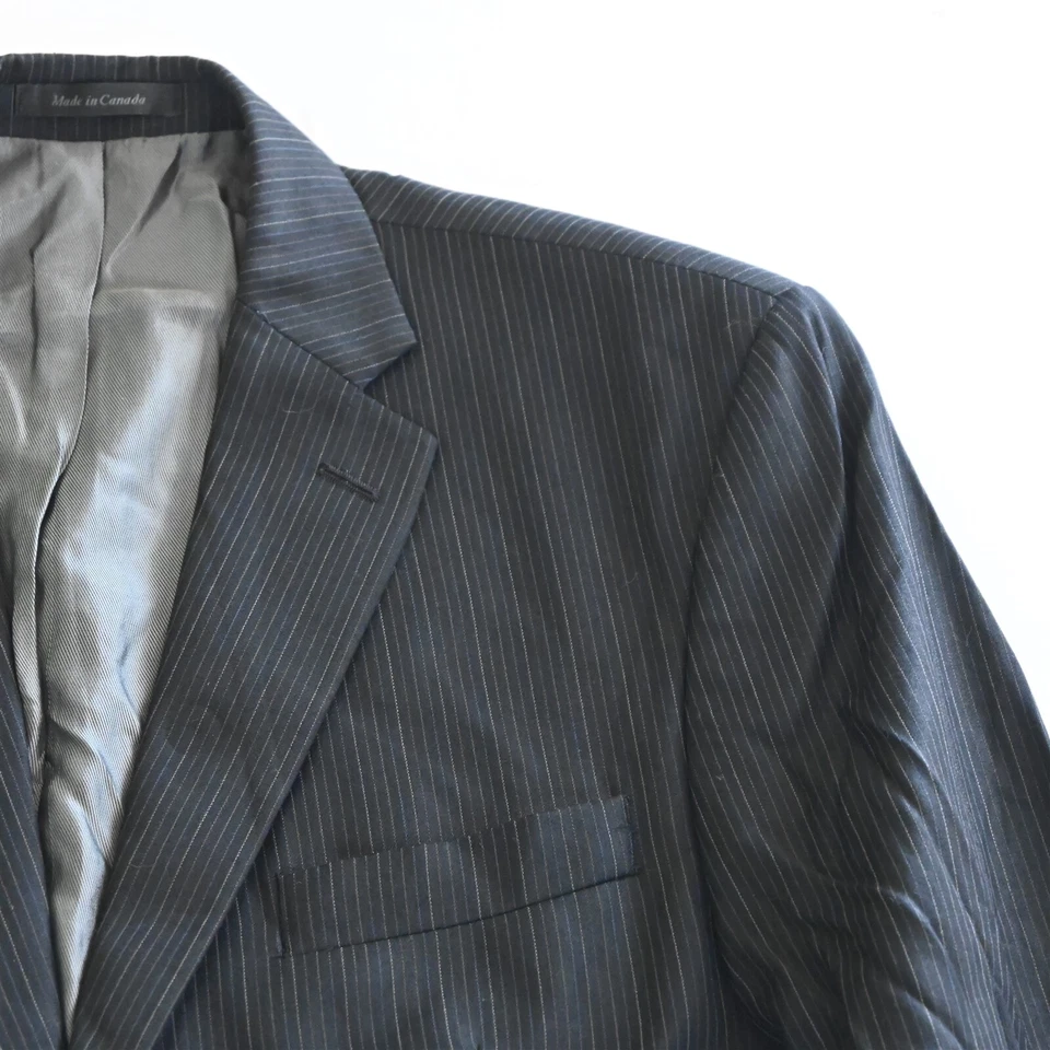 Jaqueta masculina Calvin Klein 40S 34x30 listra preta 100% lã terno calça - Imagem 2 de 4