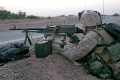 2004 USMC Marine Provides Security Highway 1 Fallujah Iraq 4x6 Original Photo
