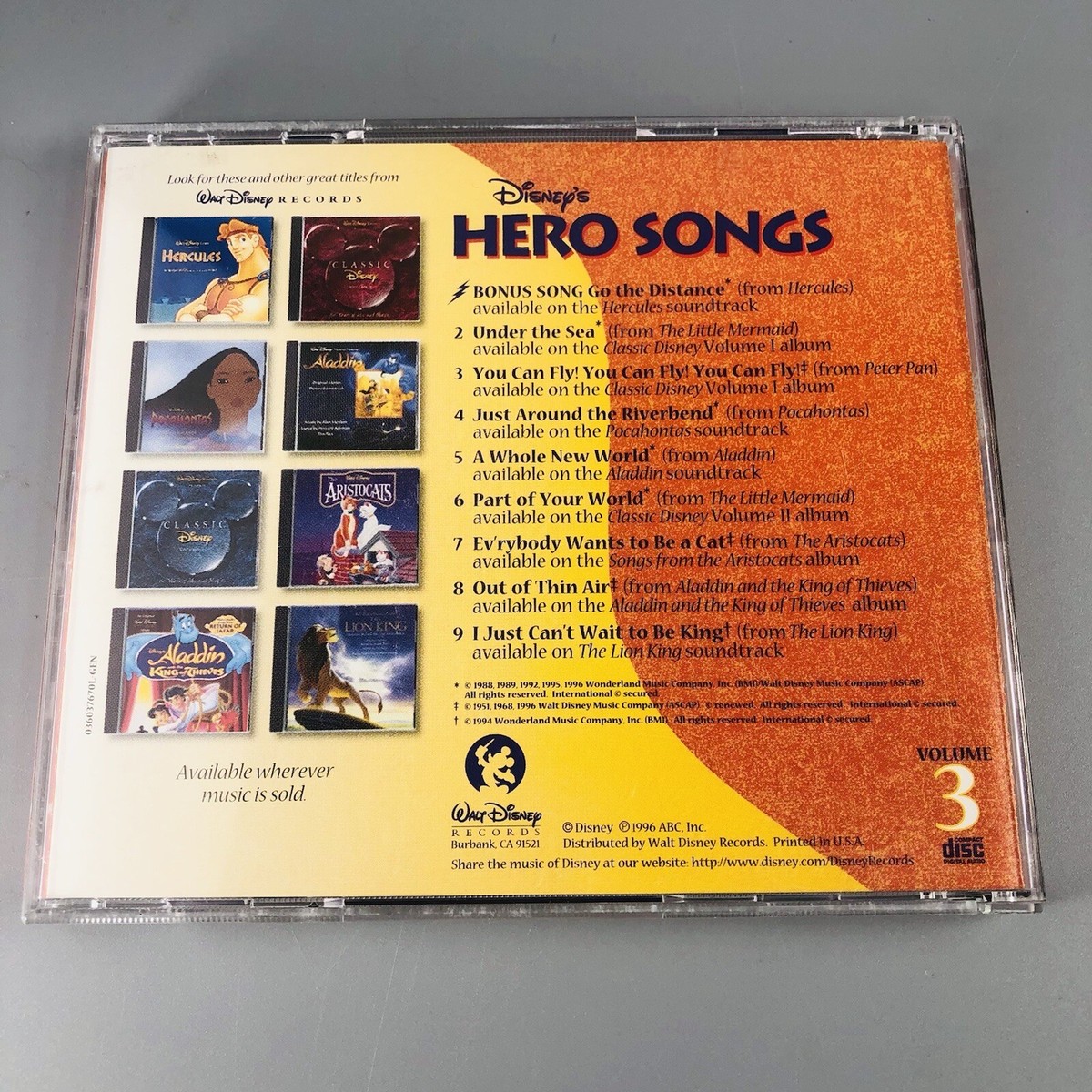 Disney Hero Songs Volume 3 CD 1996 McDonalds | eBay