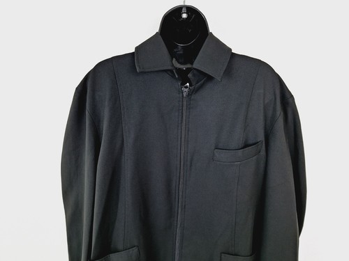 Haggar Euro Jacket L Black Zip Front Mens NEW j - Picture 2 of 7