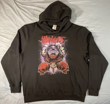 EUC Slipknot Hoodie Black Demon Girl Skulls Goat Head Artwork Metal Band Sz. 2XL