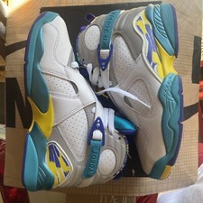 AIR JORDAN 8 VIII RETRO USED WOMEN SIZE 8 WHITE CONCORD AQUA TONE RED CI1236-100