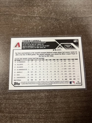 Corbin Carroll Rookie Card Topps Series 2 2023 #401 - Picture 2 of 2