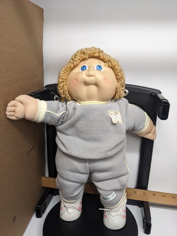 Vintage Cabbage Patch Kid 1985 Blonde Hair Blue Eyed Girl Ponytail Exercise